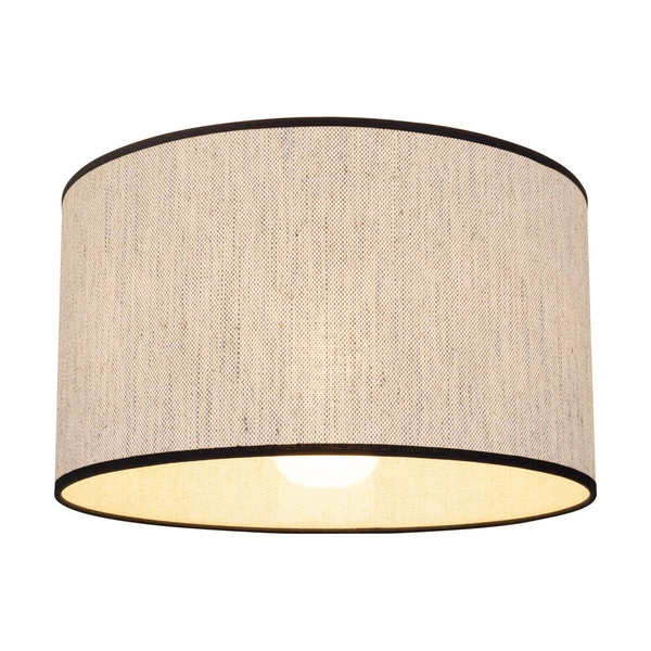 Lampshade Cylinder E27 H30 Beige Bright Linen with black ribbon A0375