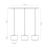 Mateo Pendant Lamp 3xE27 Max.25W Black Metal/Transparent PVC Cable/Beige Wallpaper 87811304