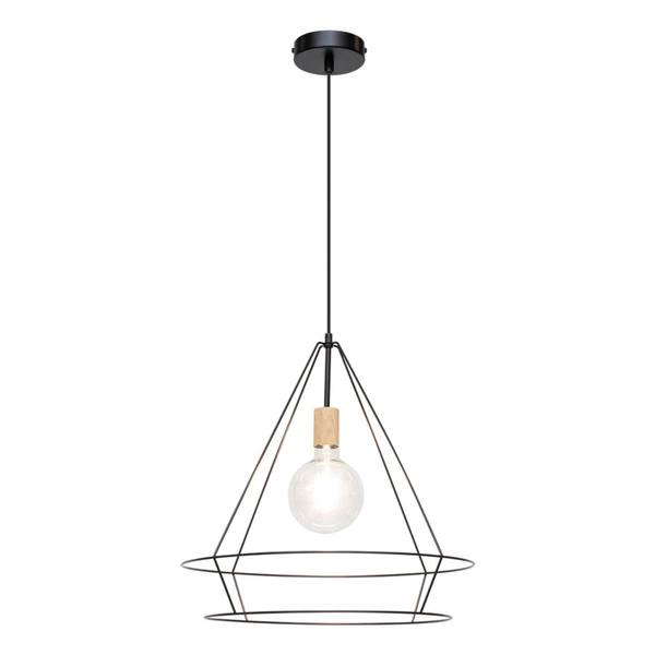 Casa Triango Pendant Lamp 1xE27 Max.60W Oiled Oak/Black Metal/Black PVC Cable 177419104