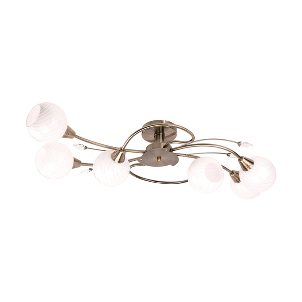 Marbella Ceiling Lamp 6xE14 Max.40W Patina Metal/White Glass 5078611G0605