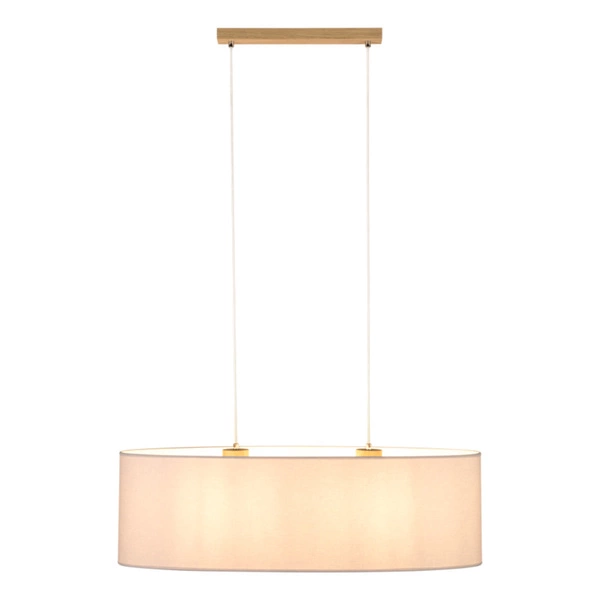 Lampa Wisząca Dove 2xE27 Max.40W Dąb Olejowany/Przezroczysty Kabel PCV/Abażur z szarej tkaniny 17390274