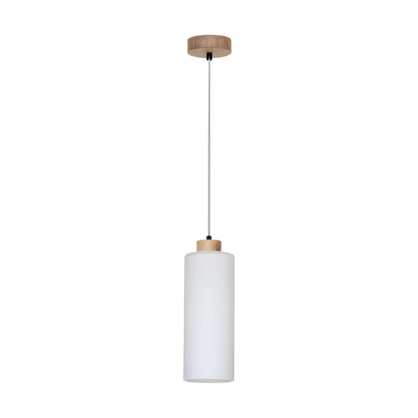 Zefir Pendant Lamp 1xE27 Max.60W Oiled Oak/Transparent PVC Cable/White Glass