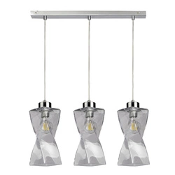 Twist Pendant Lamp 3xE27 Max.25W Metal Chrome/Transparent PVC Cable/Transparent Glass 13620328