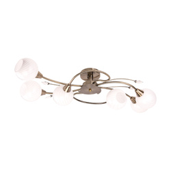 Marbella Ceiling Lamp 6xE14 Max.40W Patina Metal/White Glass