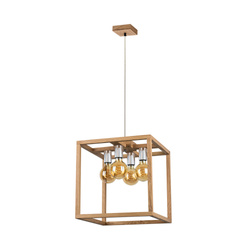 Kago Pendant Lamp 4xE27 Max.60W Oiled Oak/Chrome/Transparent