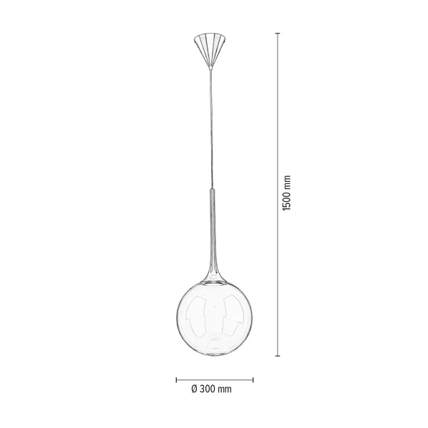 Ballare Pendant Lamp Incl. 1xLED Integrated 720lm 2700K 9W Metal Black/Black PVC Cable/Transparent Glass 1771104