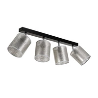 Nevoa Ceiling Lamp 4xE27 Max.25W Black Metal/Chrome Metal/Silver Fabric Shade 56794404