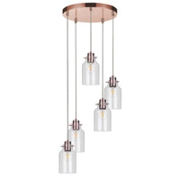 Alessandro Pendant Lamp 5xE27 Max.60W Copper Metal/Transparent PVC Cable/Transparent Glass 1760513