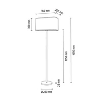 Cadre Floor Lamp 1xE27 Max.40W Chrome Metal/Transparent PVC Cable/White Fabric Shade 13920128