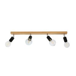 Elmo Ceiling Lamp 4xE27 Max.25W Oiled Oak/Black Metal