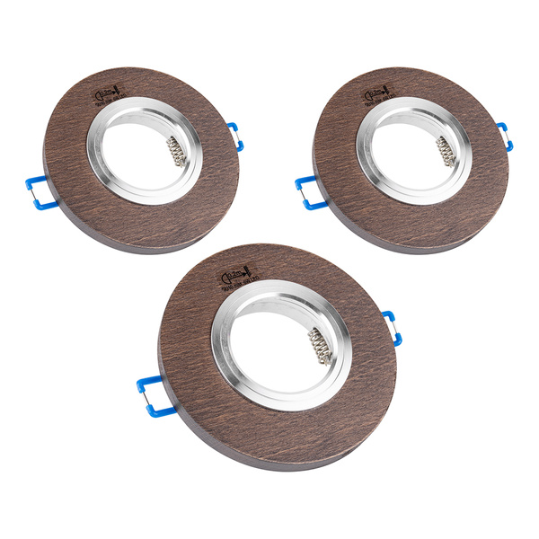 Okrągły Zestaw Opraw Downlight Vitar Wood 3xGU10 Max.6W LED Drewno Bukowe Orzech