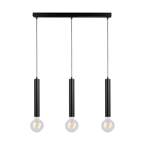 Barrel Pendant Lamp 3xE27 Max.60W Black Metal/Black PVC Cable