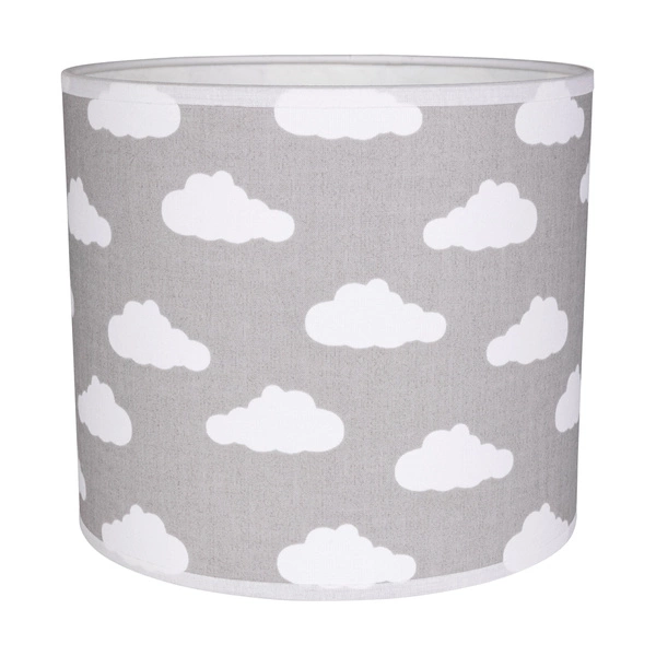 Lampshade Cylinder E27 H20 Gray-White Fabric with cloud pattern