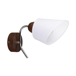 Mette Wood Wall Lamp 1xE27 Max.40W Walnut Beech Wood/Chrome Metal/White Fabric Shade