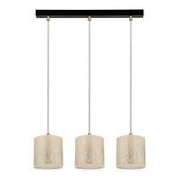 Lampa Wisząca Ora 3xE27 Maks. 25W Czarny Metal/Przezroczysty Kabel PCV/Klosz ze Złotej Tkaniny 962041321