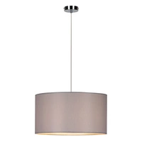 Dove Pendant Lamp 1xE27 Max.60W Chrome Metal/Transparent PVC Cable/Gray Fabric Shade 15390128
