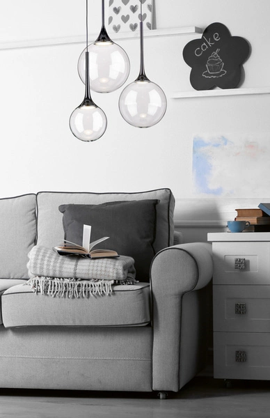 Ballare Pendant Lamp Incl. 1xLED Integrated 720lm 2700K 9W Metal Black/Black PVC Cable/Transparent Glass 1771104