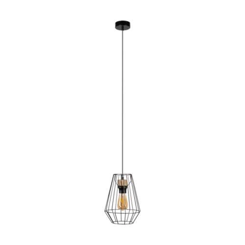 Endorfina Pendant Lamp 1xE27 Max.60W Oiled Oak/Black Metal/Black PVC Cable