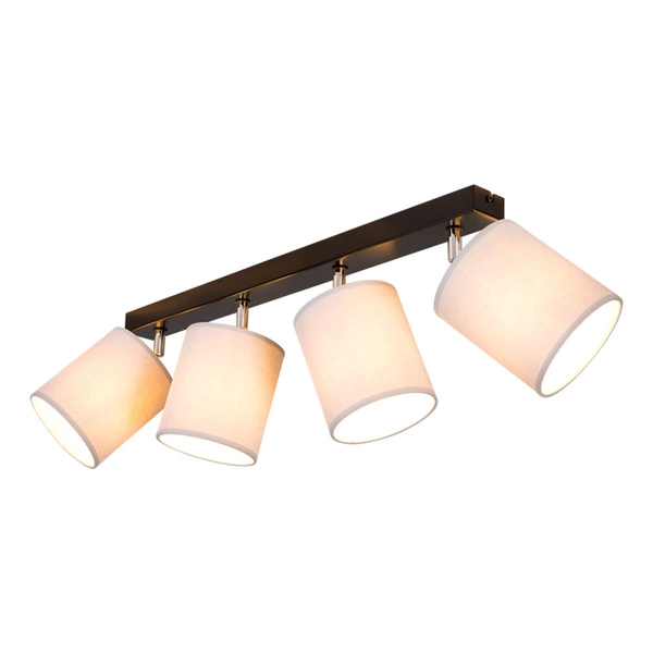 Aprillia Ceiling Lamp 4xE27 Max.25W Black Metal/Chrome Metal/White Fabric Shade 56745404