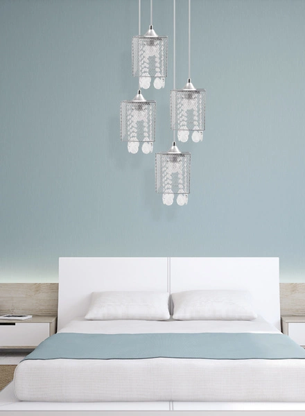 Gracja Pendant Lamp 4xE27 Max.60W Chrome Metal/Transparent PVC Cable/Transparent Glass 8171428