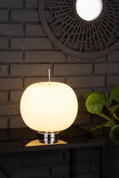 Apple Table Lamp 1xE27 Max.60W Chrome Metal/White Glass 9963102