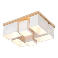 Paloma Ceiling Lamp 6xE27 Max.25W Oiled Oak/Gray Fabric Shade 2453674