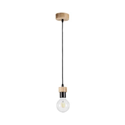 Clarte Wood Pendant Lamp 1xE27 Max.60W Oiled Oak/Black Metal/Black Fabric Cable