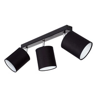 Aprillia Ceiling Lamp 3xE27 Max.25W Black Metal/Chrome Metal/Black Fabric Shade 56746304