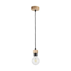 Clarte Wood Pendant Lamp 1xE27 Max.60W Oiled Oak/Black Metal/Black Fabric Cable 3274174
