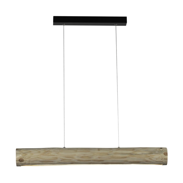 Lampa Wisząca Lucas 1xLED Samsung 24V Zintegrowana 2380lm 3000K 25,5W Naturalna Sosna/Czarny Metal/Przezroczysty Kabel PCV ze ściemniaczem dotykowym 69460104