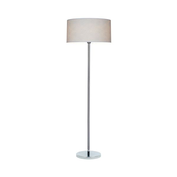 Lampa podłogowa Leila 1xE27 maks. 60W chromowany metal/przezroczysty kabel PVC/wielokolorowy papier + klosz z PCV ze wzorem krokodyla