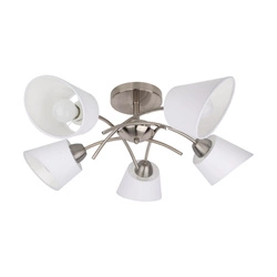 Lampa sufitowa Mette 5xE27 maks. 40W satynowy metal/biały klosz z tkaniny 8341527