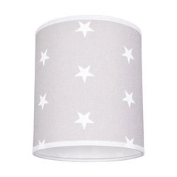 Lampshade Cylinder E27 H20 Gray-White Fabric with stars pattern A1318
