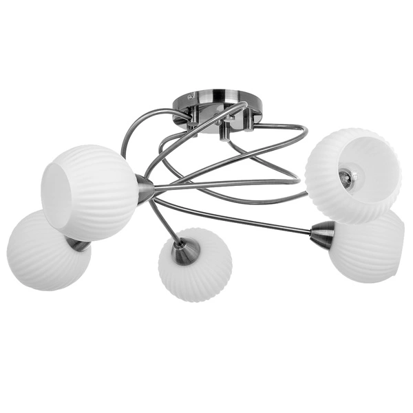 Lampa Sufitowa Pavia 5xE27 Max.60W Metal Satin/Białe Szkło 8270527