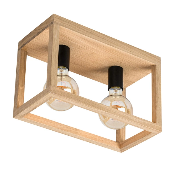 Kago Ceiling Lamp 2xE27 Max.60W Oiled Oak/Black Metal