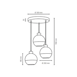 Linea Pendant Lamp 3xE27 Max.60W Walnut/Transparent/Frosted 1860376R