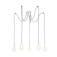 Porcia Pendant Lamp 5xE27 Max.60W White Metal/White Ceramics/Anthracite Fabric Cable 3181502