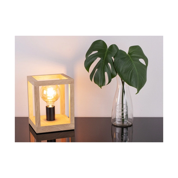 Kago Table Lamp 1xE27 Max.60W Oiled Oak/Black Metal/Black Fabric Cable 7154174