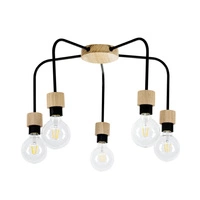 Eclait Ceiling Lamp 5xE27 Max.40W Oiled Oak/Black Metal 5834574