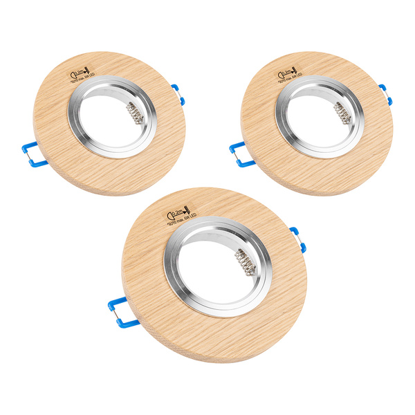 Okrągły zestaw opraw typu downlight Vitar Wood 3xGU10 Max.6W LED Dąb olejowany