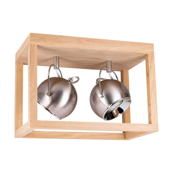 Roy Ceiling Lamp Incl.2xLED GU10 5W Oiled Oak/Satin Metal 5227274