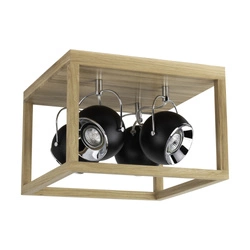 Roy Ceiling Lamp Incl.4xLED GU10 5W Oiled Oak/Black Metal 5224474