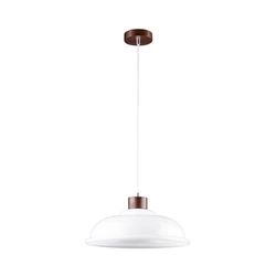 Molde Pendant Lamp 1xE27 Max.60W Walnut Beech Wood/Transparent PVC Cable/White Glass 9884076