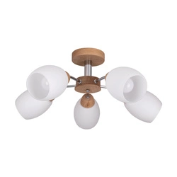 Parma Wood Ceiling Lamp 5xE27 Max.60W Oiled Oak/Chrome Metal/White Glass 8320574