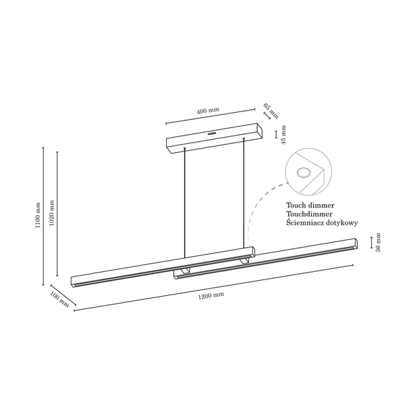 SMAL podwójna lampa wisząca LED zintegrowany 2260lm 3000K 22,5W drewno brzozowe ze ściemniaczem dotykowym 1519660