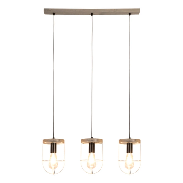 Lampa Wisząca Netuno 3xE27 Max.15W LED Witrażowa Sosna Szara/Czarny Metal/Czarny Kabel PCV/Srebrny Metal 1871759357