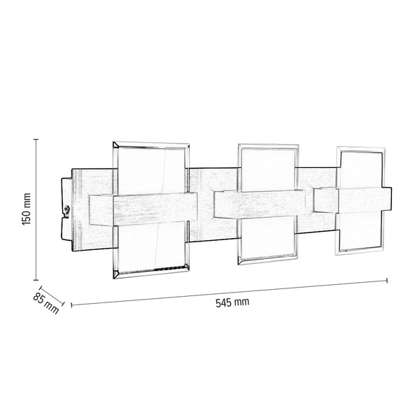 Hana Wall Lamp 3xLED Integrated 660lm 3000K 5W Aluminum Metal/Transparent Glass 1058930