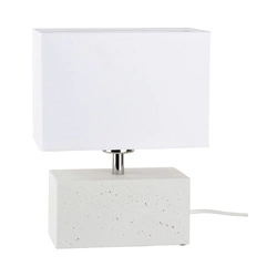 Strong Double Table Lamp 1xE27 Max.25W White Concrete/Black PVC Cable/White Fabric Shade 7381937