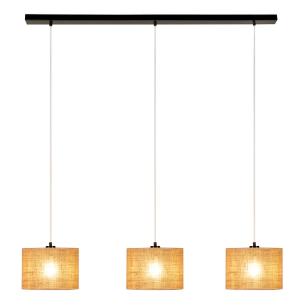 Jute Hanging Lamp 3xE27 Max.40W Black/Transparent/PVC/Beige 16910304