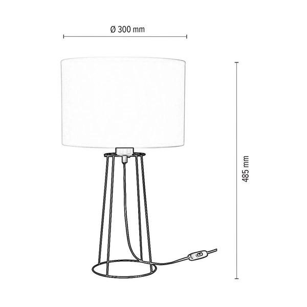 Star Table Lamp 1xE27 Max.25W Black Metal/Black PVC Cable/White Fabric Shade 7732104